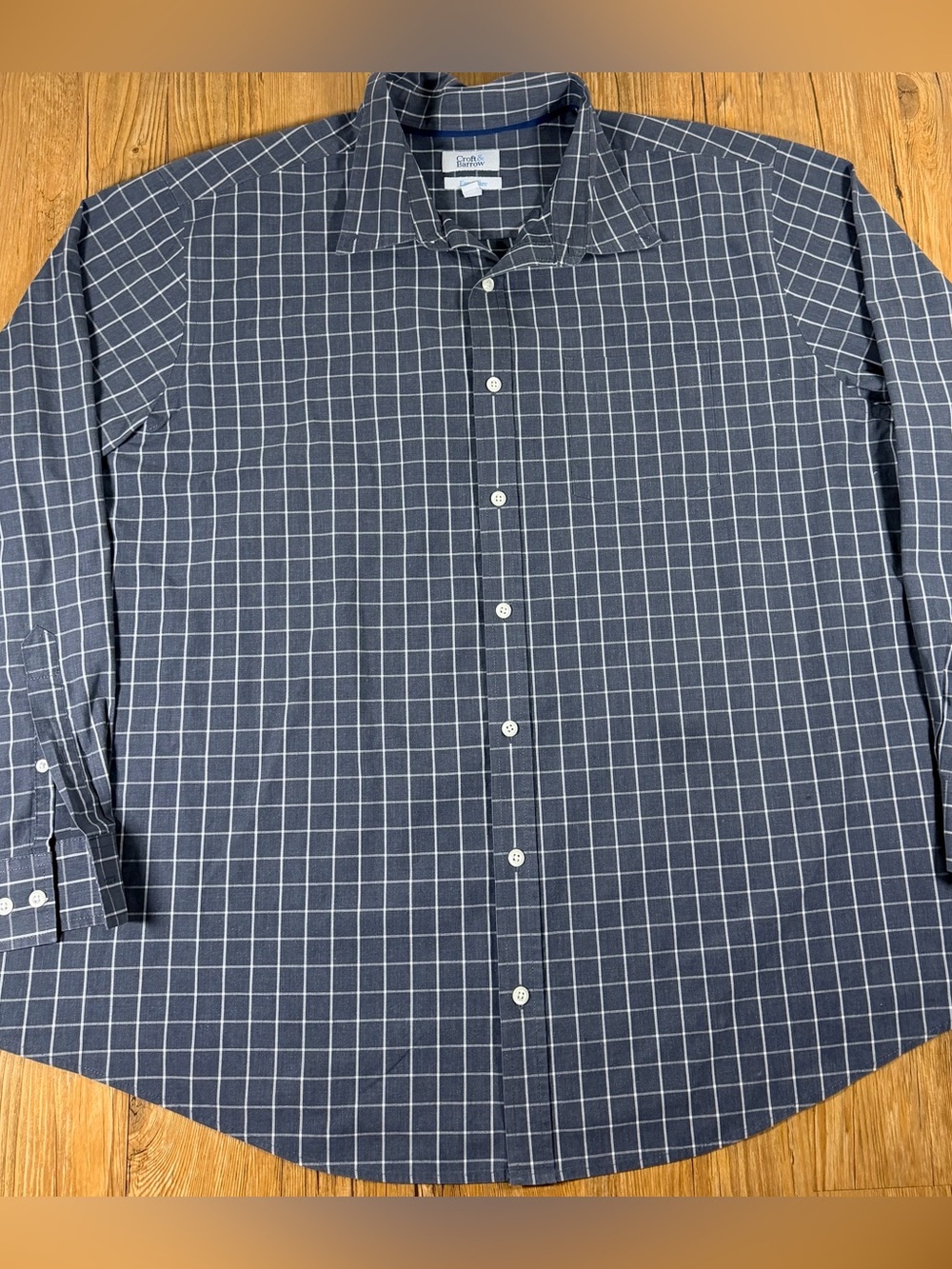 Croft & Barrow Mens 2XB Big Easy Care Button Down Shirt Gray Windowpane Check